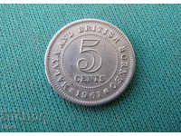 Mic și britanic Borneo 5 Cent 1961 Rare