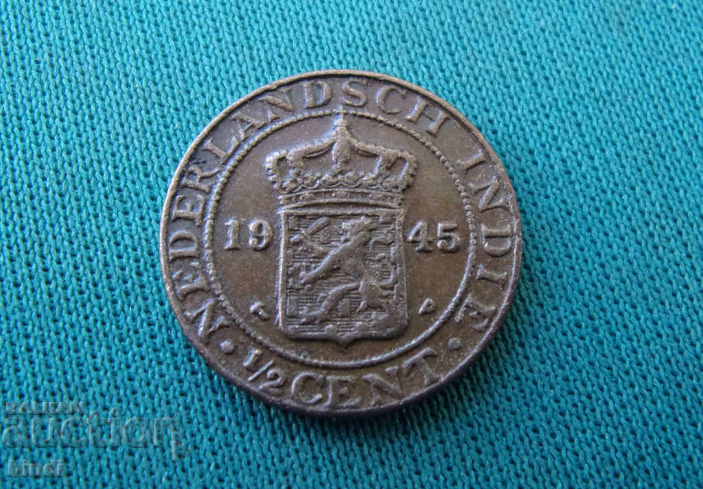 India olandeză ½ Cent 1945 Rare