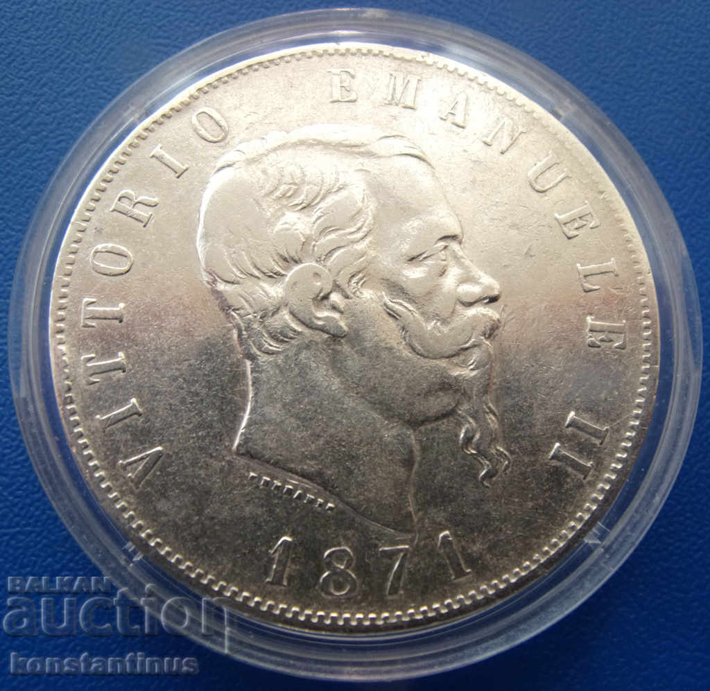 Italy 5 Pounds 1871 Silver Rare with price € 38.35 | 75.01 BGN
