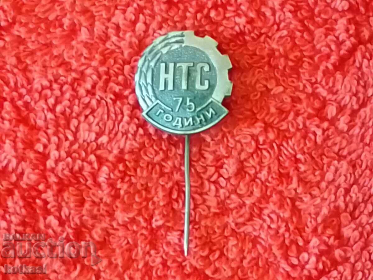 Old pin badge 75 years NTS National Technical Union excellent - 5 Old pin badge 75 years NTS National Technical Union excellent - 5