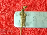 Old Bronze Pin Badge Male Knight Standard Bearer