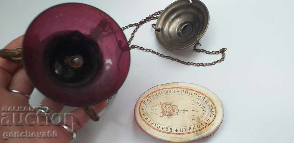 Old bronze lamp and wick box - 6