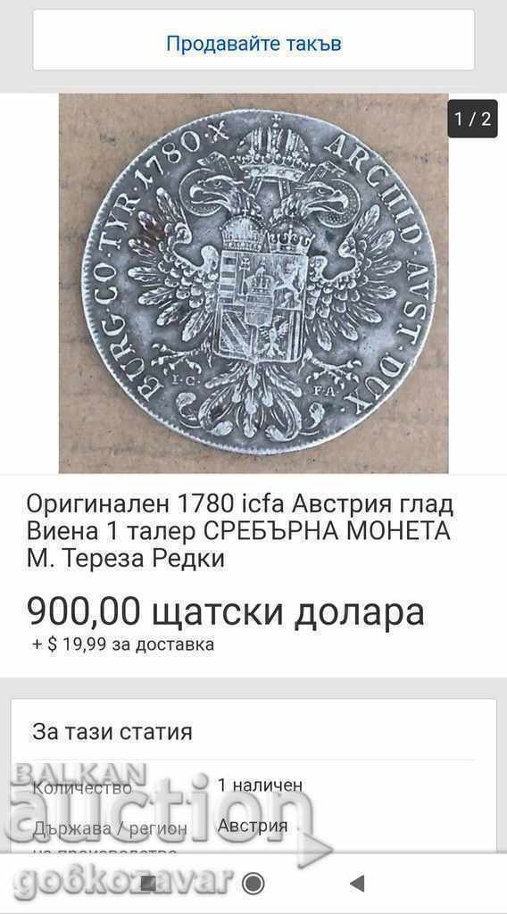 Delivery of Thaler Original! Austria I.C.F.A 1780 M. Theresia Silver! Delivery of Thaler Original! Austria I.C.F.A 1780 M. Theresia Silver!