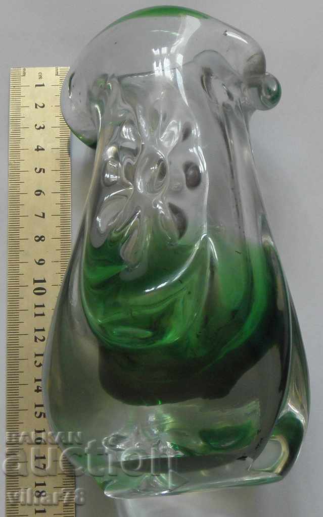 Аукцион МНОГО КРАСИВА ТЕЖКА ВАЗА-ОЛОВНО СТЪКЛО