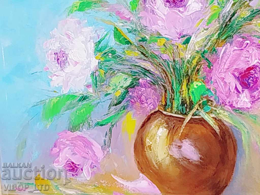 Delivery of artist VASE WITH ROSES painting oil painting signature Gallery Delivery of artist VASE WITH ROSES painting oil painting signature Gallery