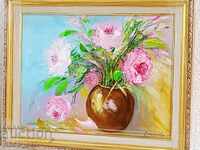 artist VASE WITH ROSES painting oil painting signature Gallery