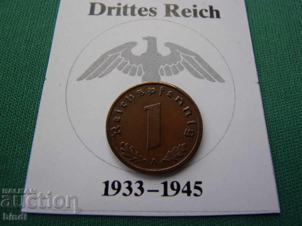 Germania III Reich 1 Pfennig 1938 A Rare cu preț € 2.38 | 4.65 BGN