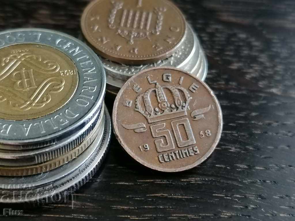 Monedă - Belgia - 50 centimes 1958