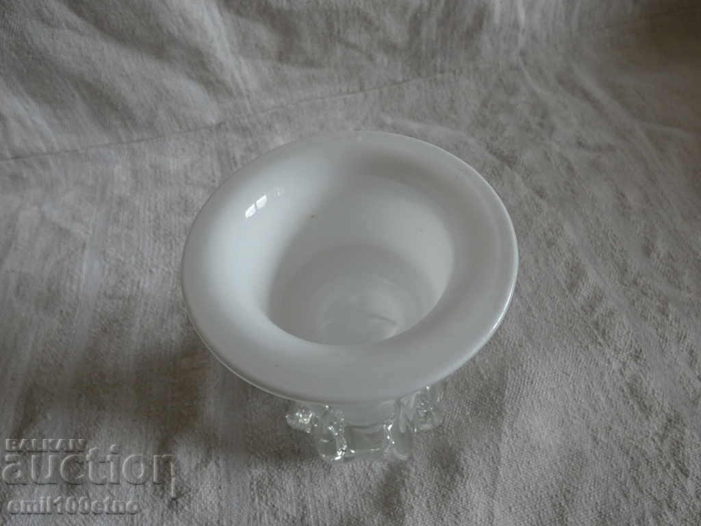 Auction Candlestick handmade from white glass Auction Candlestick handmade from white glass