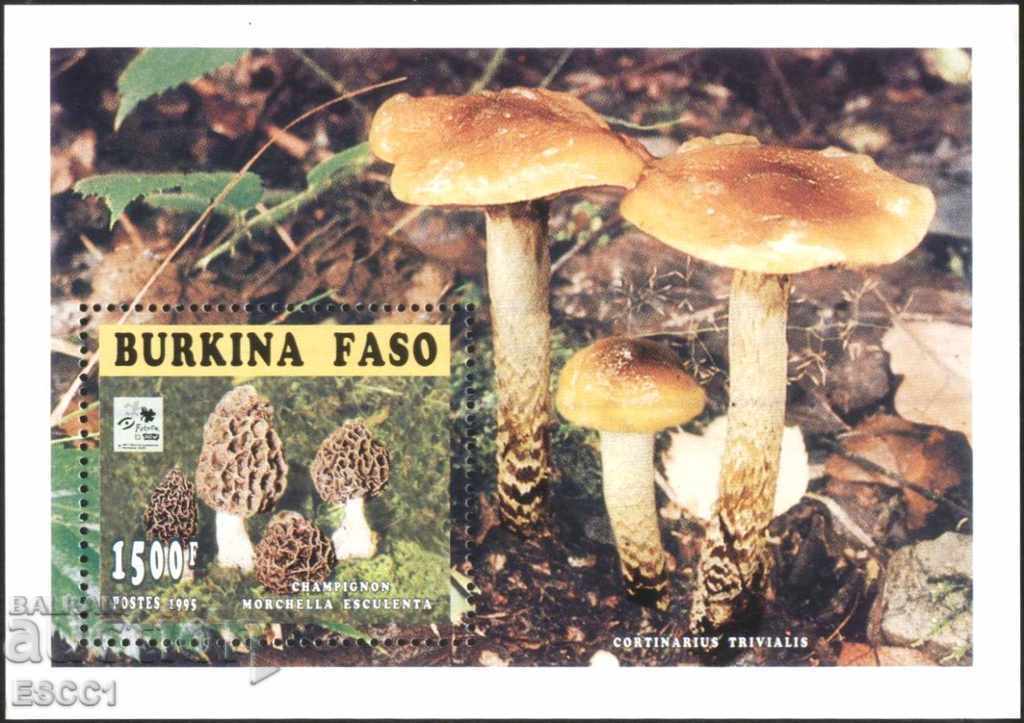 Pure block Flora Mushrooms 1995 from Burkina Faso