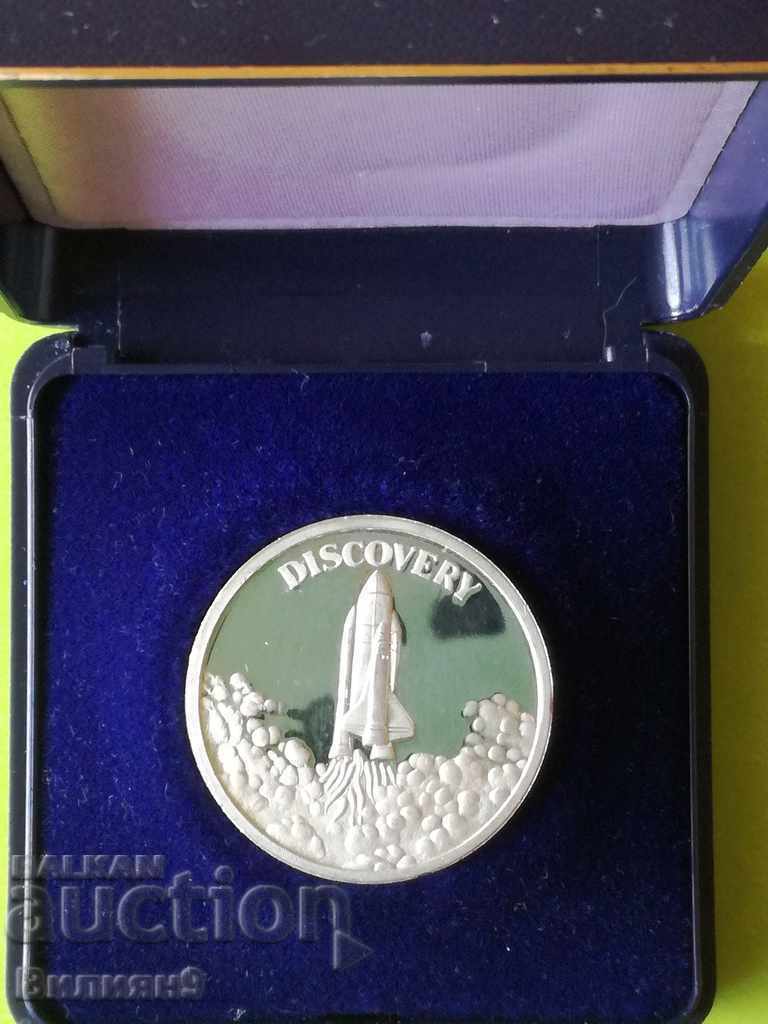 German medal on the shuttle "Discovery" Silver + Box