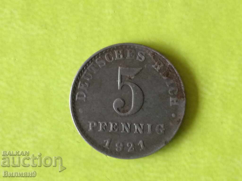 5 pfennigs 1921 '' A '' Germany