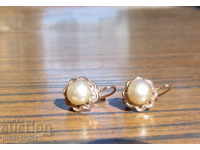 γυναικεία κοσμήματα αντίκες επιχρυσωμένα σκουλαρίκια με μαργαριτάρια αχρησιμοποίητα
