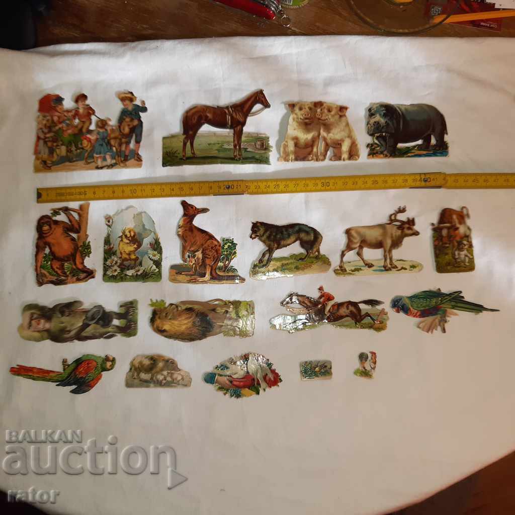 Old stickers, decals, pictures, cards - 100 years old