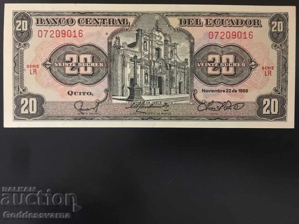Ecuador 20 Diez Sucres 1988 Unc Ref 9016