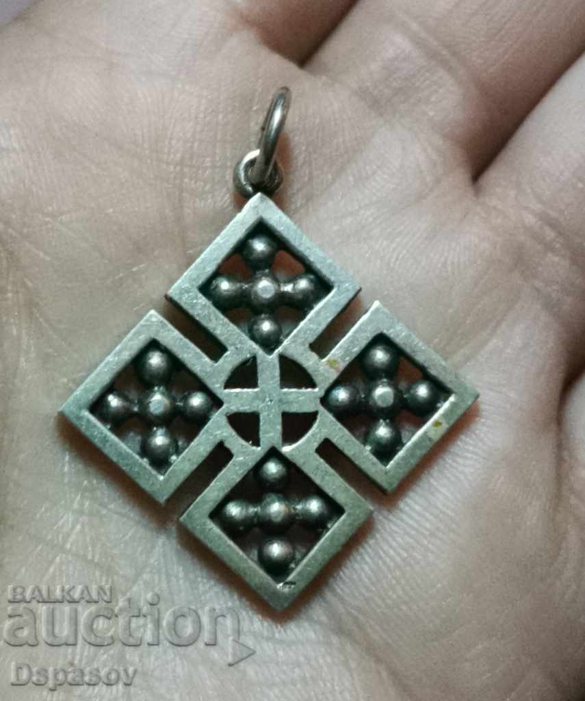 Silver Pendant Silver Cross with Granulation
