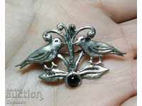 Old Silver Brooch Two Birds
