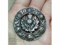 Broșă celtică argintie veche cu împletitură și ghimpe