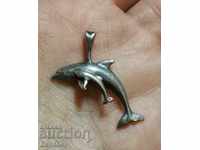 Silver Pendant Dolphin with her Little Baby