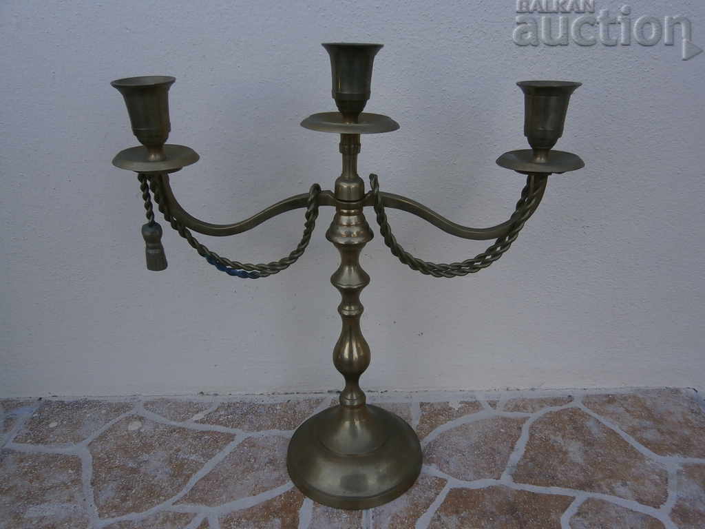 Auction retro vintage bronze candlestick trio Auction retro vintage bronze candlestick trio