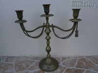 retro vintage bronze candlestick trio