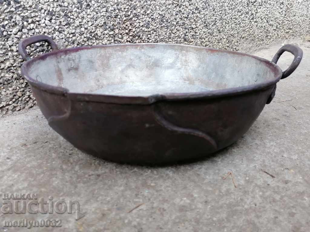 Auction  Old copper tray sahan copper tray pan blue
