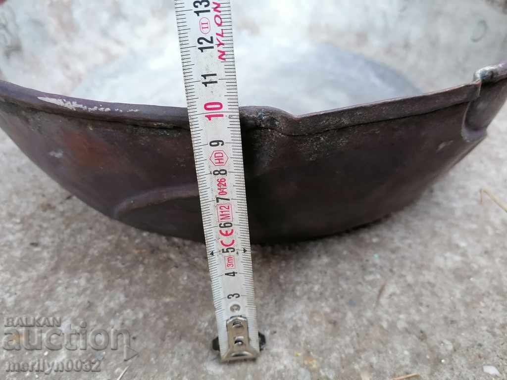 Old copper tray sahan copper tray pan blue - 5