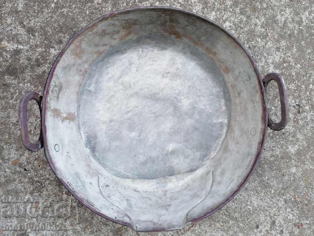 Old copper tray sahan copper tray pan blue - 6
