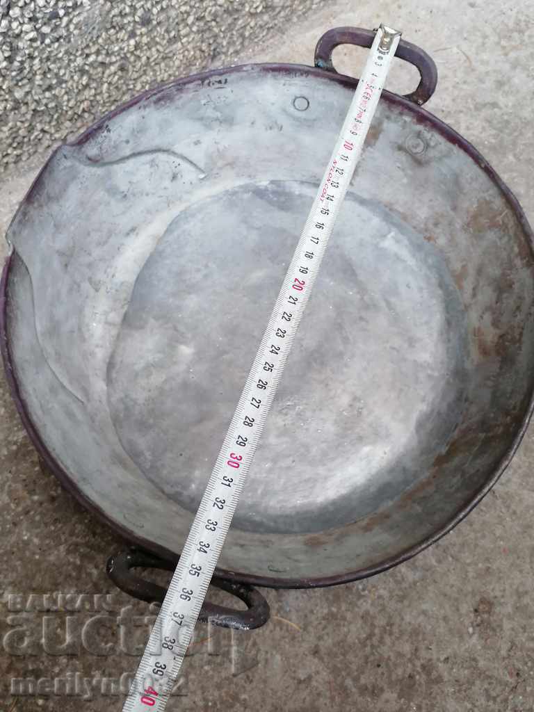 Old copper tray sahan copper tray pan blue - 7