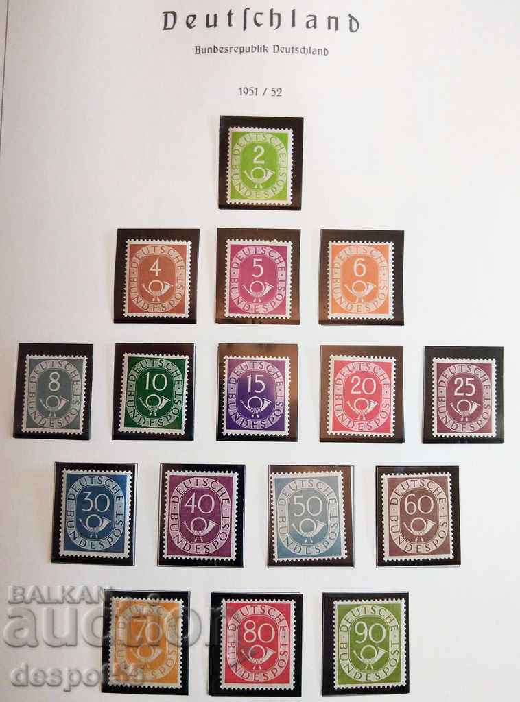 1951. FRG. Numbers and Post Horn - Regular Issue. RRR