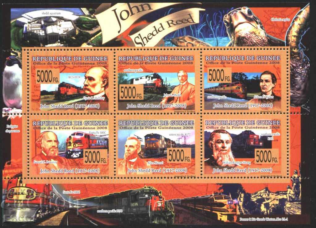 Чисти марки в малък лист Влакове Джон Г. Шед  2008 от Гвинея