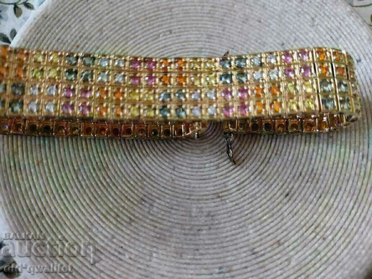 Attractive SILVER BRACELET with multicolored Sapphires with price 1490.00 BGN | € 761.82 Attractive SILVER BRACELET with multicolored Sapphires with price 1490.00 BGN | € 761.82