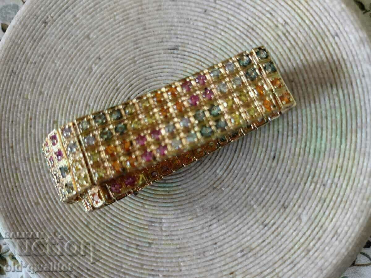 Auction Attractive SILVER BRACELET with multicolored Sapphires Auction Attractive SILVER BRACELET with multicolored Sapphires