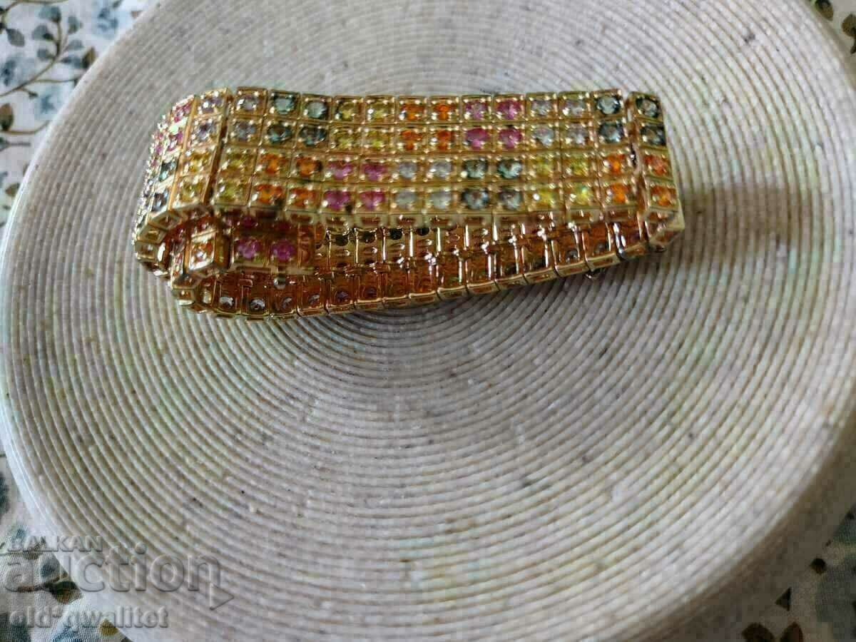 Delivery of Attractive SILVER BRACELET with multicolored Sapphires Delivery of Attractive SILVER BRACELET with multicolored Sapphires