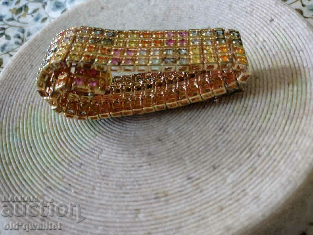 Attractive SILVER BRACELET with multicolored Sapphires - 5 Attractive SILVER BRACELET with multicolored Sapphires - 5