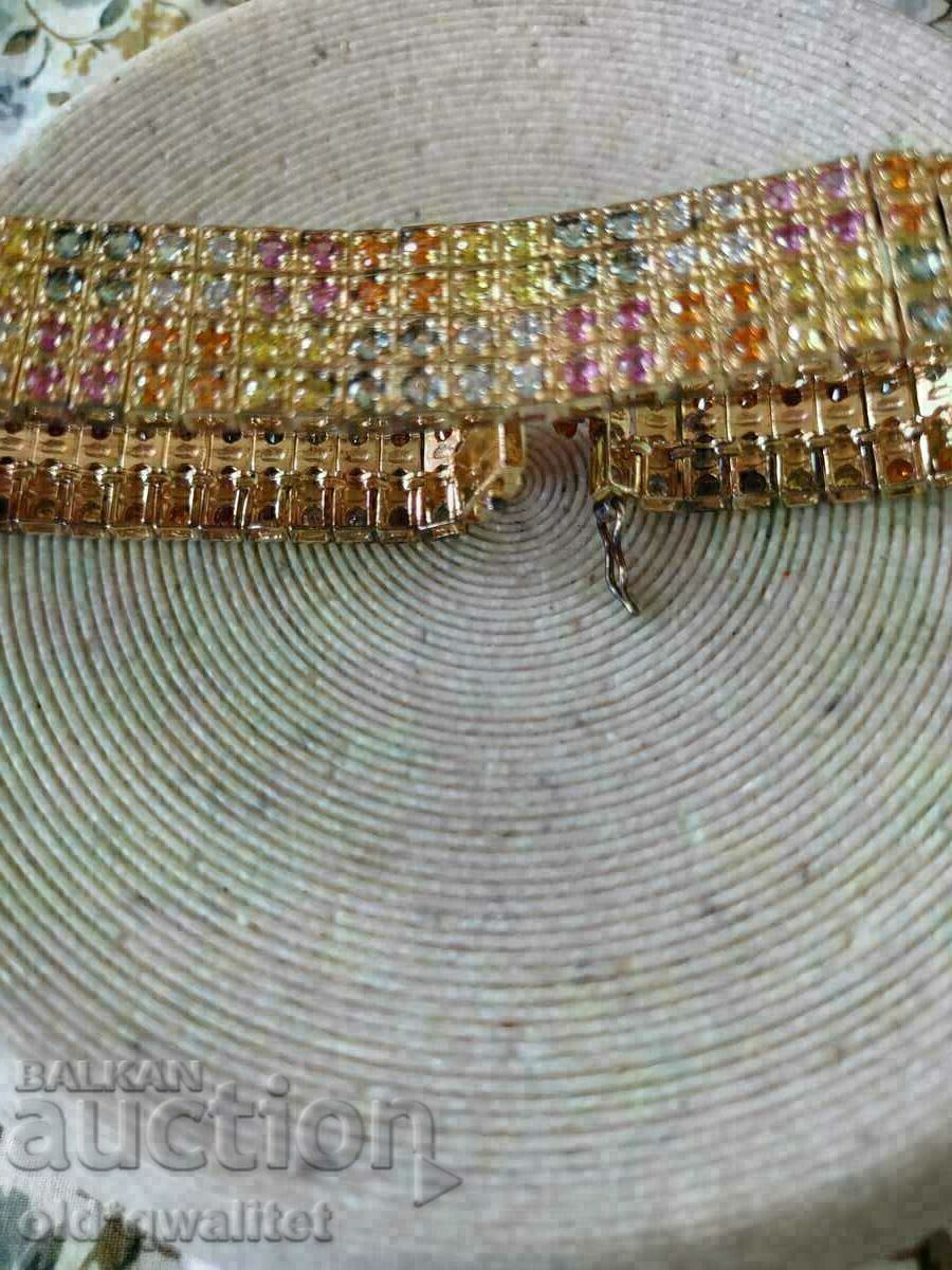 Attractive SILVER BRACELET with multicolored Sapphires - 6 Attractive SILVER BRACELET with multicolored Sapphires - 6