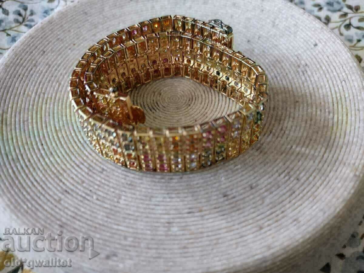 Attractive SILVER BRACELET with multicolored Sapphires - 7 Attractive SILVER BRACELET with multicolored Sapphires - 7