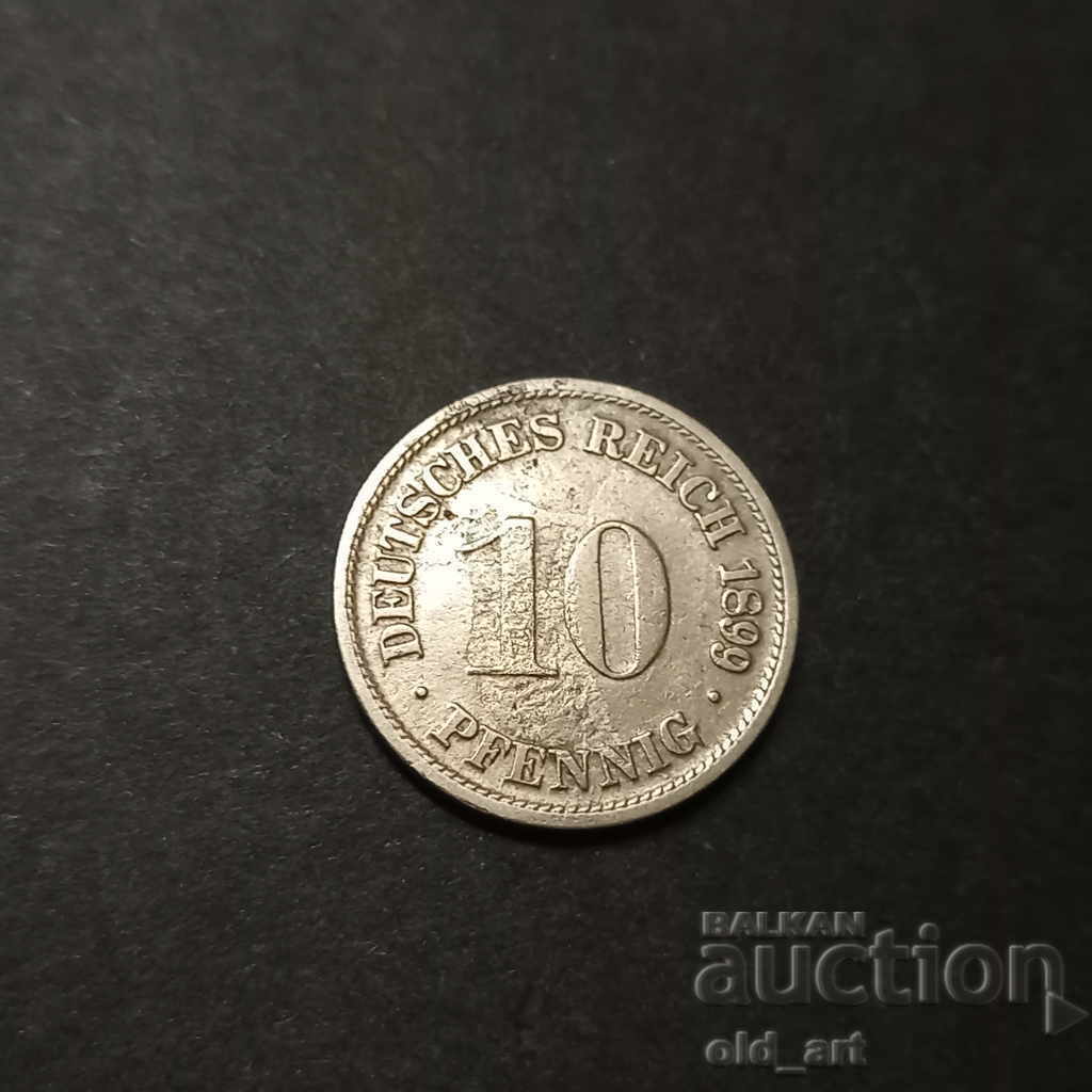 Монета - Германия, 10 пфенинга 1899, D