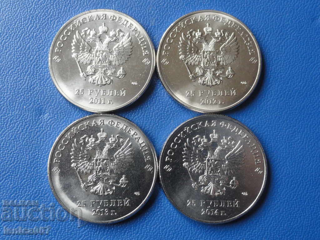 Delivery of Russia 2011-14 - 25 rubles ''Sochi Olympics '94'' (4 pieces) Delivery of Russia 2011-14 - 25 rubles ''Sochi Olympics '94'' (4 pieces)
