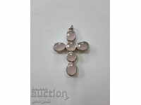 Designer silver cross with rhodium plating. №0161