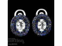 STYLISH AND ELEGANT EARRINGS WITH AQUAMARINS AND SAPPHIRE