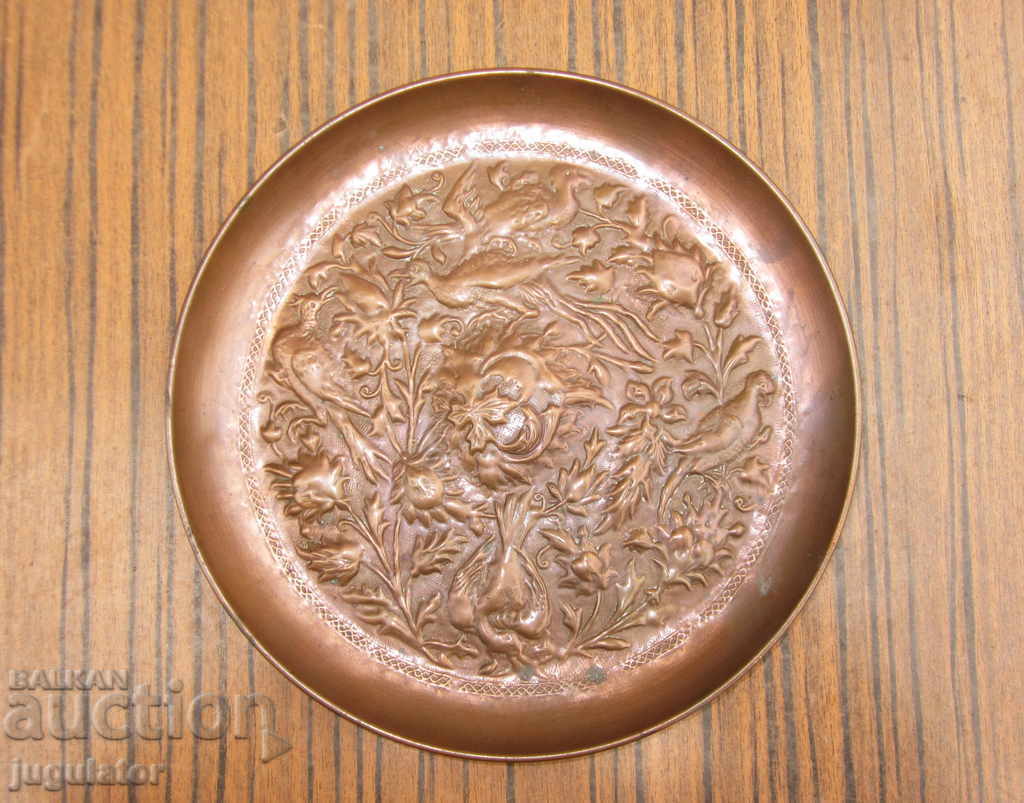 old folklore hand-forged copper plate for wall