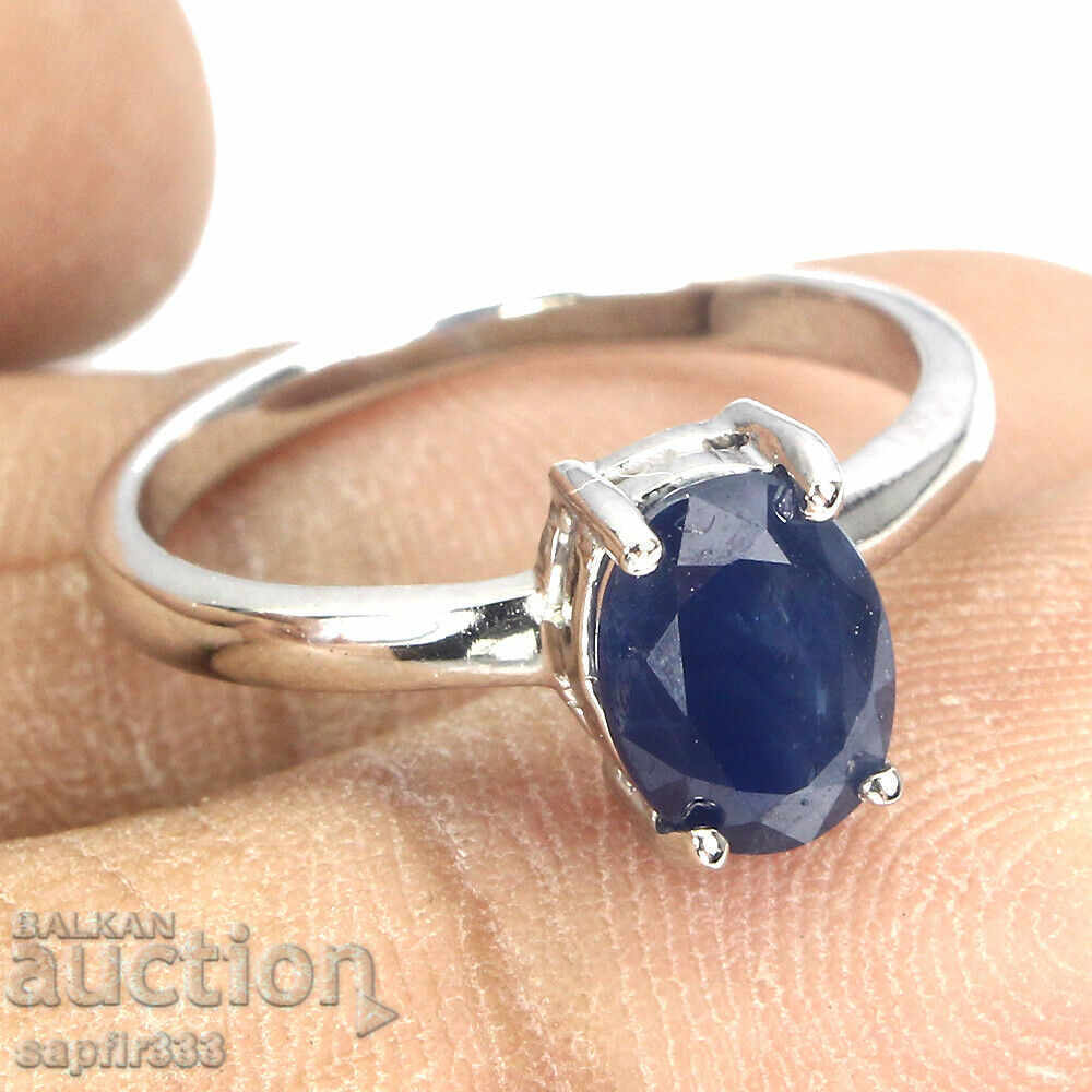 Auction ELEGANT PURE SILVER RING WITH NATURAL BLUE SAPPHIRE Auction ELEGANT PURE SILVER RING WITH NATURAL BLUE SAPPHIRE