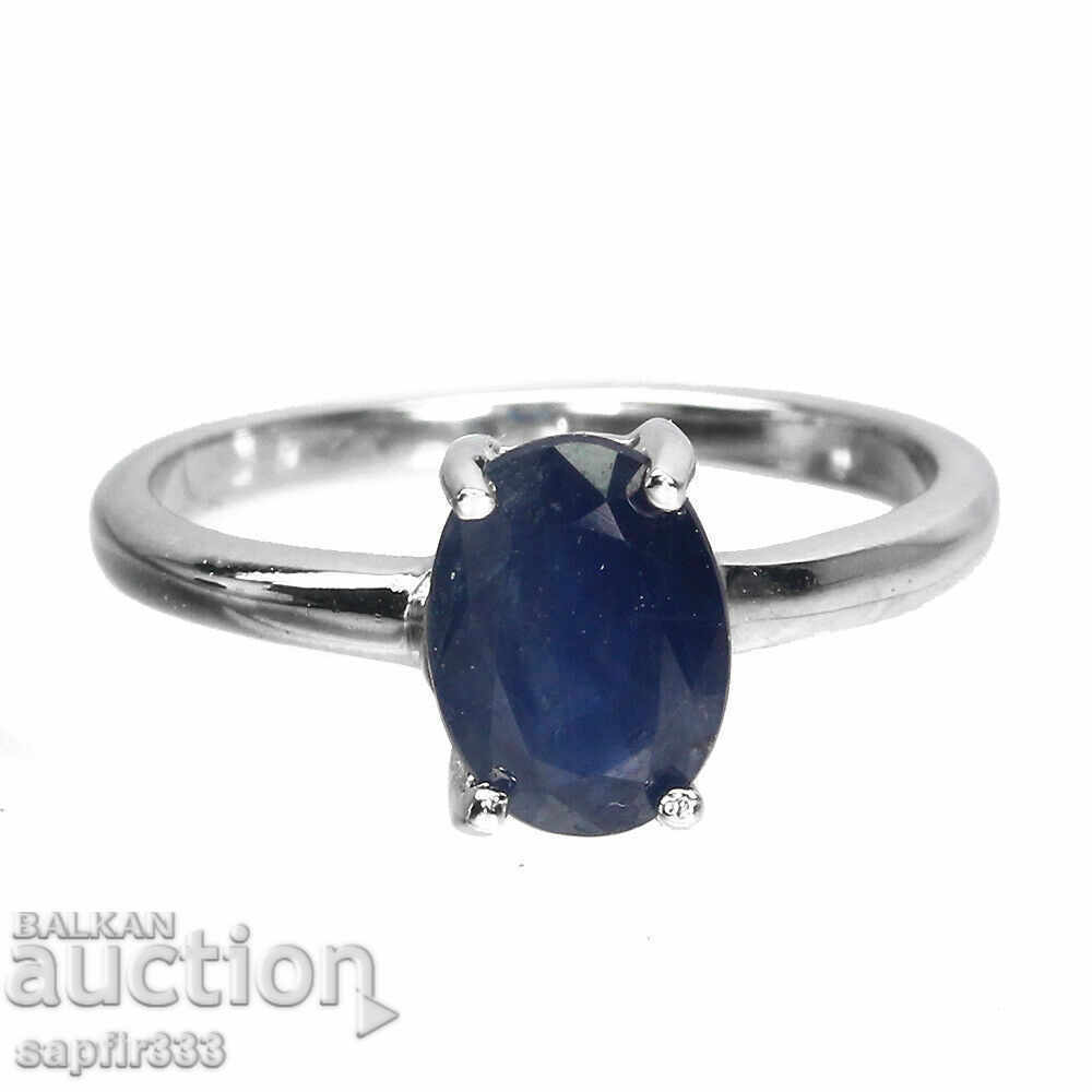 ELEGANT PURE SILVER RING WITH NATURAL BLUE SAPPHIRE