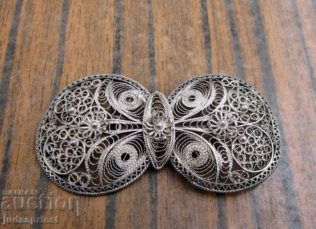 Licitație Bulgară argintie pafta, broșă, argint filigran