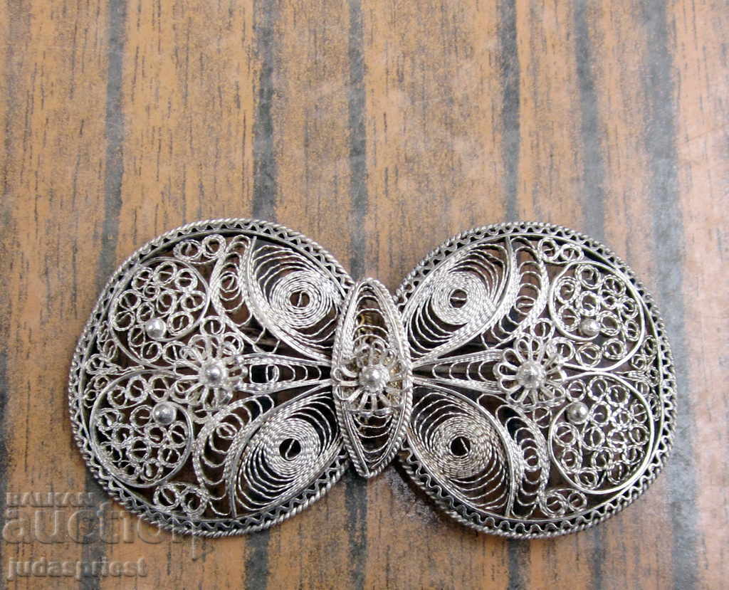 Bulgară argintie pafta, broșă, argint filigran