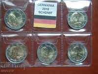 2 Euro 2018 Germany (A, D, F, G, J) "Helmut Schmidt" - Unc