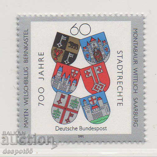1991. Germany. 700 years of different cities - coats of arms.