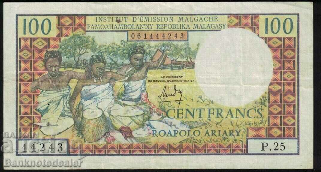 Madagascar 100 franci 1966 Pick 57a Ref 4243