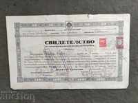 Certificat pentru liceul Gorna Oryahovitsa 1937